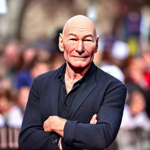 Image similar to patrick stewart with a sick mullet