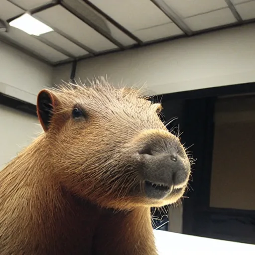 Prompt: capybara mad scientist in a lab