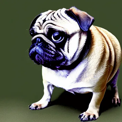 Image similar to “Extremely obese pugs, solid colour background”