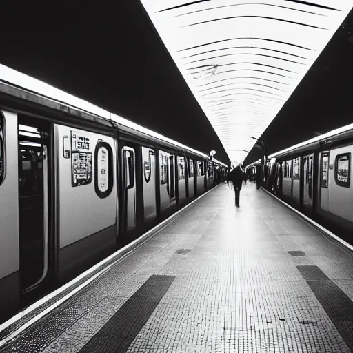 Image similar to paris metro 1980s, XF IQ4, 150MP, 50mm, F1.4, ISO 200, 1/160s, natural light