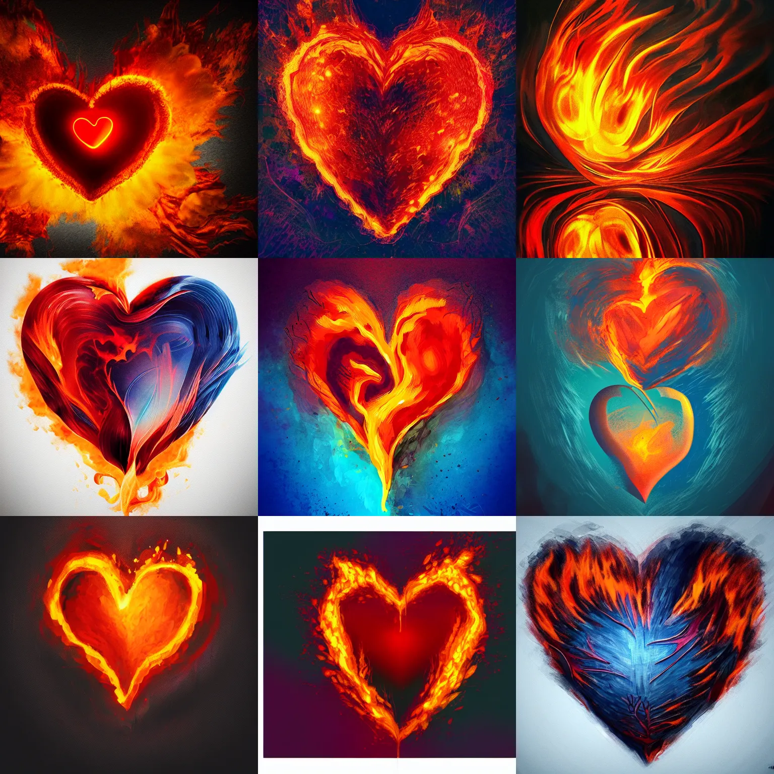 Prompt: A fire inside someone's heart, abstract, artstation