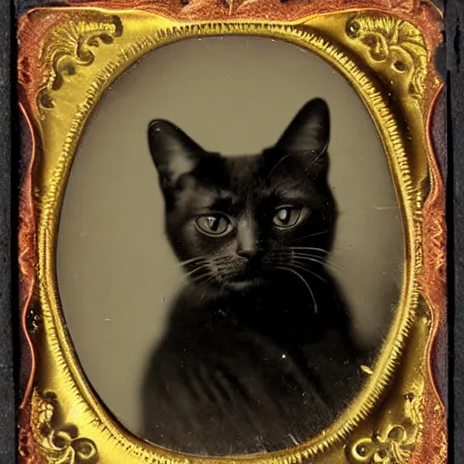 Image similar to tintype photo of a cat, 1 8 8 0 s