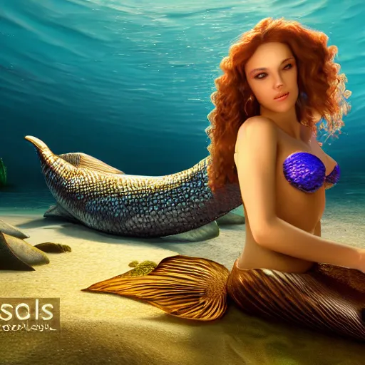 Prompt: mermaid on an island, highly detailed, photorealistic portrait, bright studio setting, studio lighting, crisp quality and light reflections, unreal engine 5 quality render