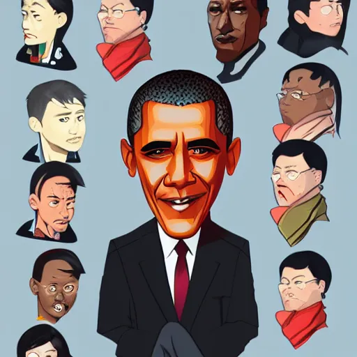 Image similar to epic vector illustration of obama, in the style of na honjaman rebeleop webtoon, by jang - sung rak ( aka dubu ), epic artwork, vector image, trending on artstation