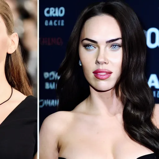 Image similar to a face inspired by megan fox and scarlett johansson