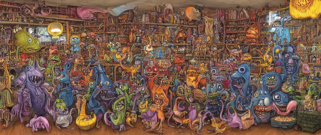 Image similar to an aaahh!!! Real monsters shop by James Gurney