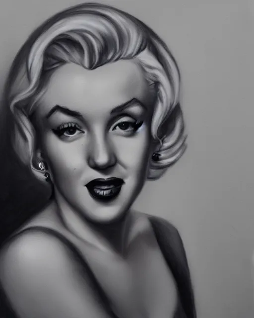 Image similar to charcoal portrait of Marilyn Monroe by Mandy Jurgens and Richard Schmid