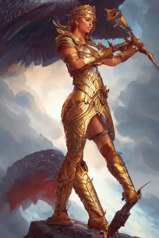 Image similar to amazon valkyrie athena, d & d, fantasy, portrait, highly detailed, headshot, digital painting, trending on artstation, concept art, sharp focus, illustration, art by artgerm and greg rutkowski and magali villeneuve