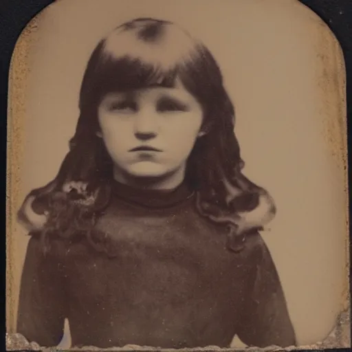 Image similar to tintype photo of a creepy girl holding a squid with a burning barn in the background