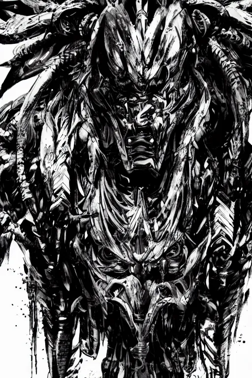 Image similar to predator concept art by yoji shinkawa, character concept sheet, white background, ink, trending on artstation, sharp focus, illustration, concept art, 8 k