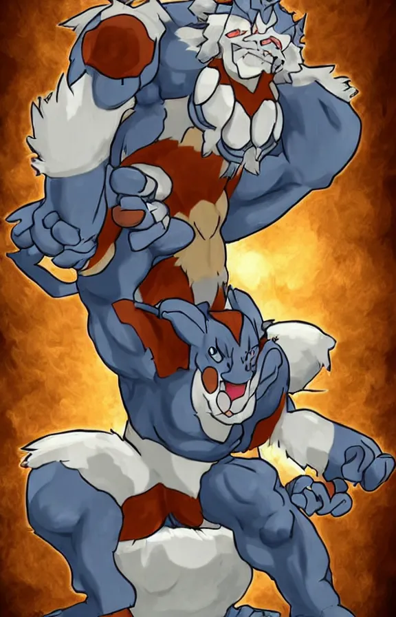 Prompt: fusion between machamp and arcanine