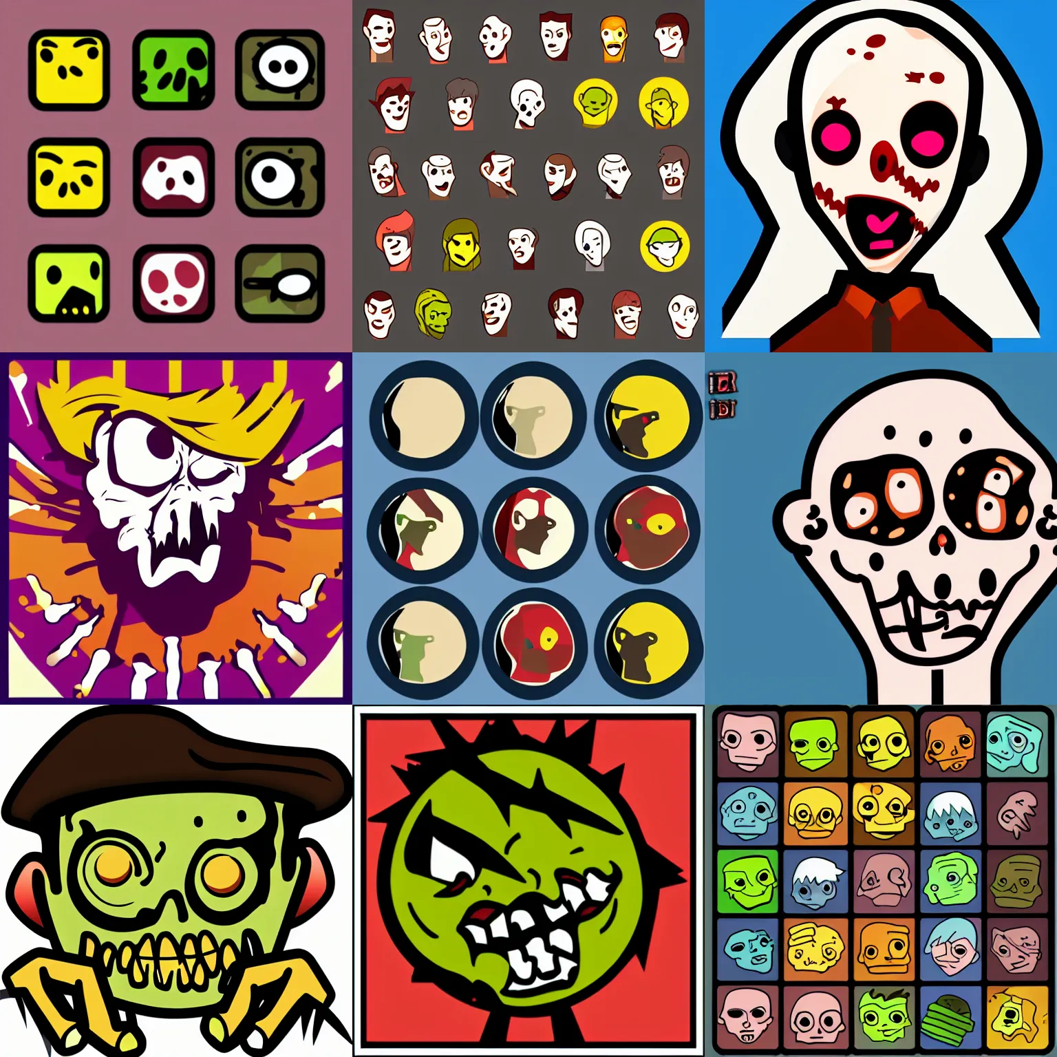 Prompt: 2D vector zombie icon