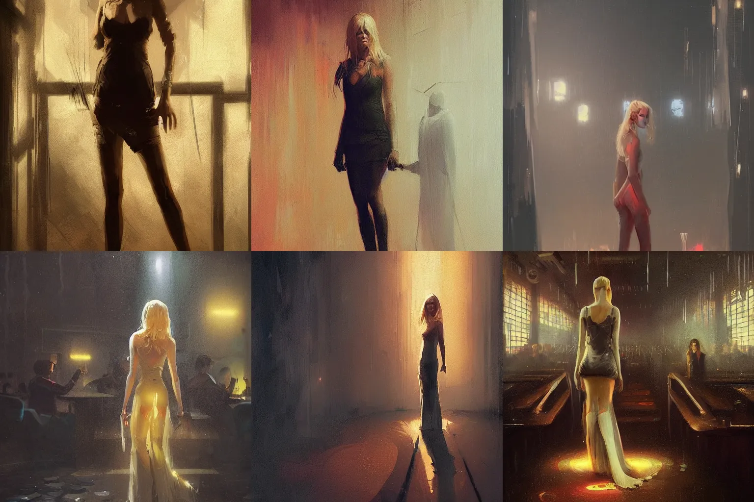 Prompt: a tall blonde lady standing next to Michael Macintyre in a nightclub, , Greg Rutkowski, art station