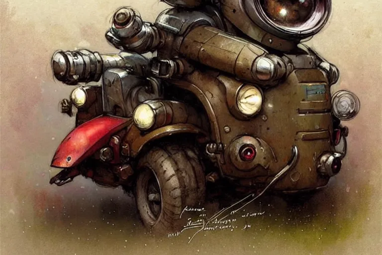 Image similar to adventurer ( ( ( ( ( 1 9 5 0 s retro future robot mouse explorer vehical. muted colors. ) ) ) ) ) by jean baptiste monge!!!!!!!!!!!!!!!!!!!!!!!!! chrome red