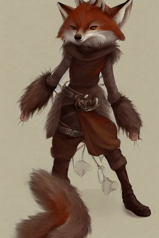 Image similar to an anthropomorphic medieval fox with a fluffy tail, backlighting, trending on artstation, digital art, furry art, trending on furaffinity, fantasy art, by kawacy