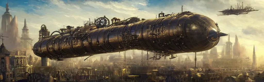 Image similar to a steampunk airship flying over a victorian city. 8 k, epic cinematic hyperrealism masterpiece. realistic poster with shaded lighting by craig mallismo, artgerm, jeremy lipkin and michael garmash, unreal engine, radiant light, detailed and complex environment, digital art, art station trends, detailed, lens flare, motion blur