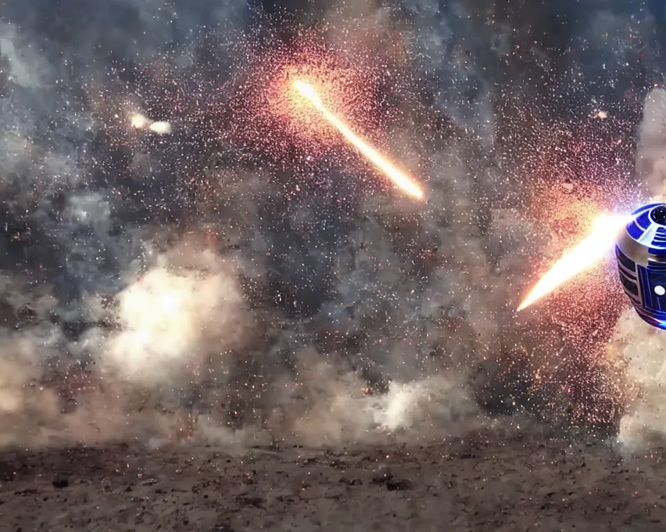 Image similar to footage of R2D2 exploding