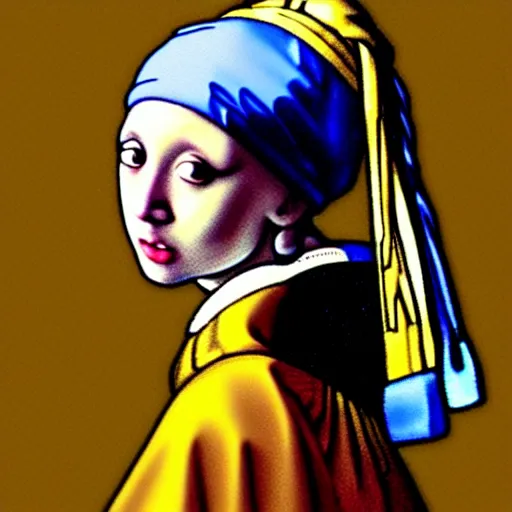 Image similar to anime girl in style of Girl with the pearl earring