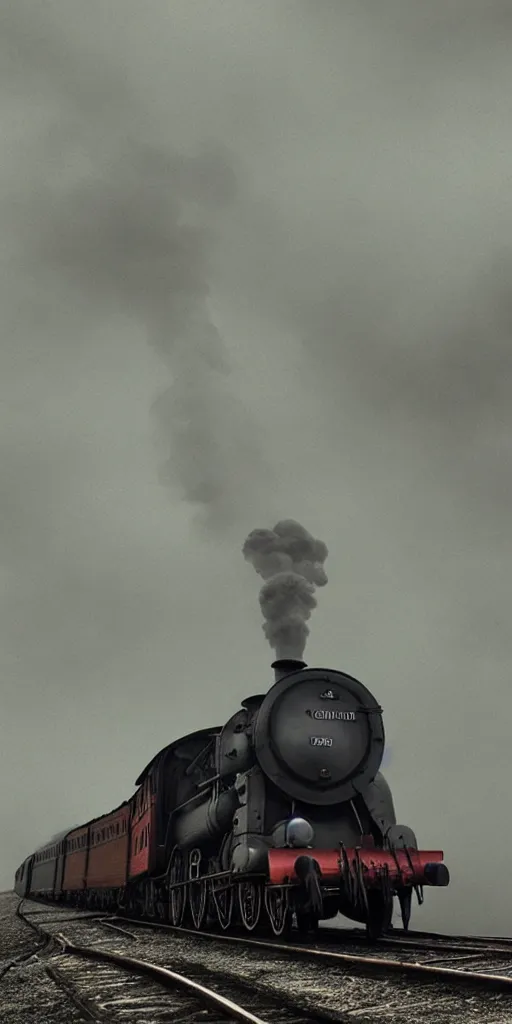 Image similar to an old steam train, steam, a lot of steam, steam, bridge by Aron Wiesenfeld and beksincki, cinematic, detailed illustration, nature, fog, dark colors, suspense, intricate, 8k