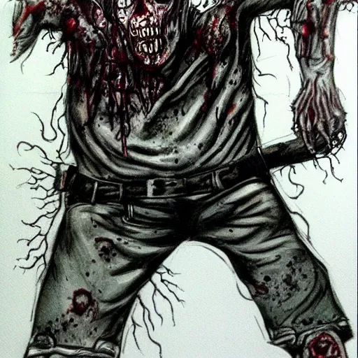 Image similar to the walking dead zombie drawn by bill couture