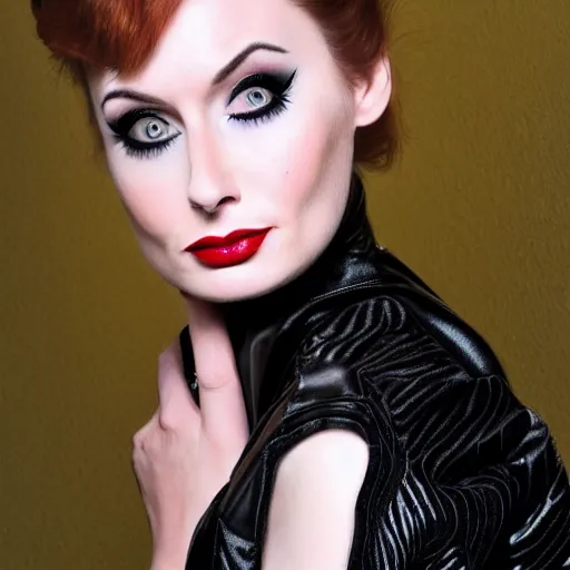 Prompt: a fashion photo portrait of a young Felicia Day, full makup, smokey eye, medium shot. In the style of Helmut newton, robert maplethorpe, Stefano Brunesci, Lachlan Bailey, Herb Ritts, Ellen Von Unwerth, Haris Nukem, Sardax, Annie Leibovitz. detailed photo, hd, 4k, trending on artstation, 35mm, f1.8