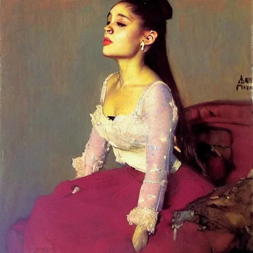 Image similar to portrait of Ariana Grande, by Ilya Repin