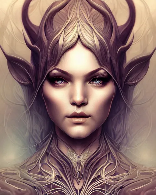 Image similar to digital art, centered portrait elven with short hair, face made with intricate roots, by james jean and by artgerm, by ross tran, ultradetailed, charachter design, concept art, trending on artstation,