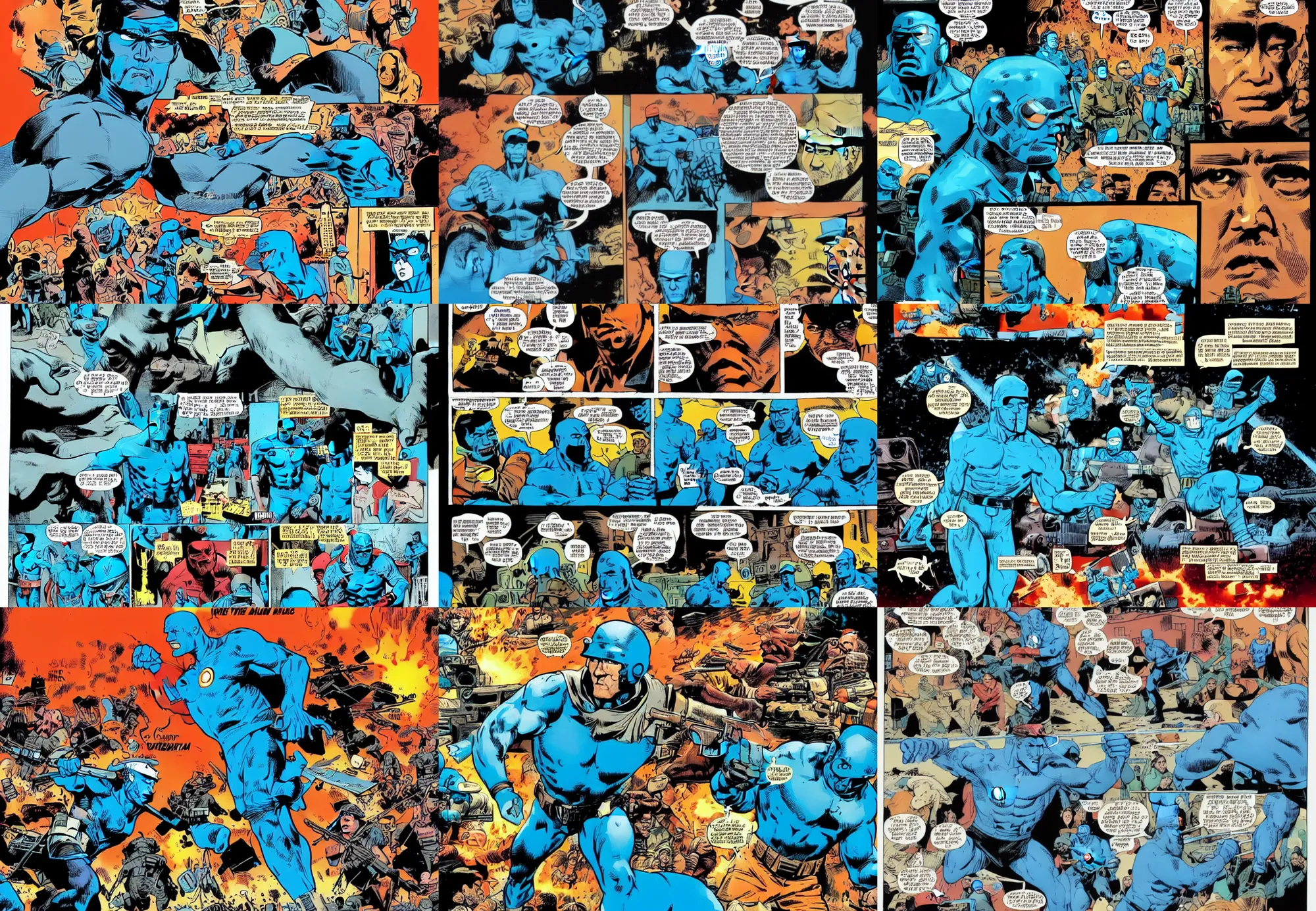 Prompt: vietnam war in watchman universe, but doctor manhattan help the vietcong fighting the us army