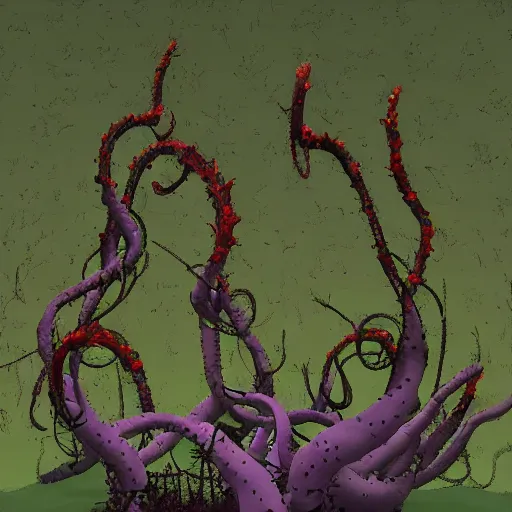 Prompt: voidless of the festival!, The Graveyard, blood moon tentacles!!, outsider art!!!, The ego separates by Wojciech Siudmak!!!!, a single potted cactus in a laboratory!!!!!, large group of crabs and worms, crawling along a bed of moss, low poly, creeper world, handcrafted, artstation, hyperrealistic, hard light, best practices, creeptastic, photorealism, macro perspective, cuddly