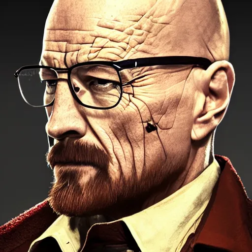 Image similar to Walter White, full body shot, menacing look, fantasy, medieval, vivid colors, elegant, concept art, sharp focus, beautiful face, digital art, Hyper-realistic, 4K, Unreal Engine, Highly Detailed, HD, Dramatic Lighting by Brom, trending on Artstation