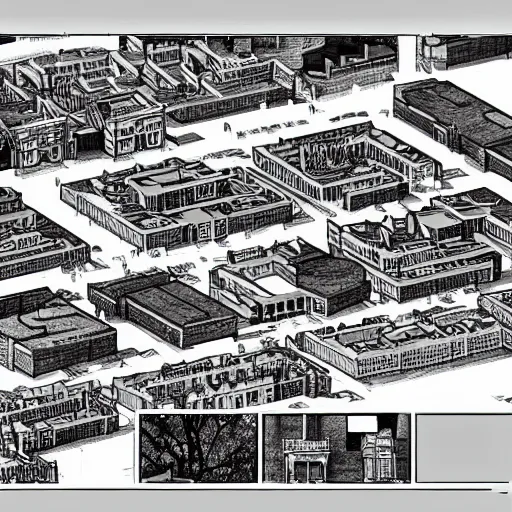 Image similar to sans undertale college, buildings, college campus and building, undertale in college, high detail