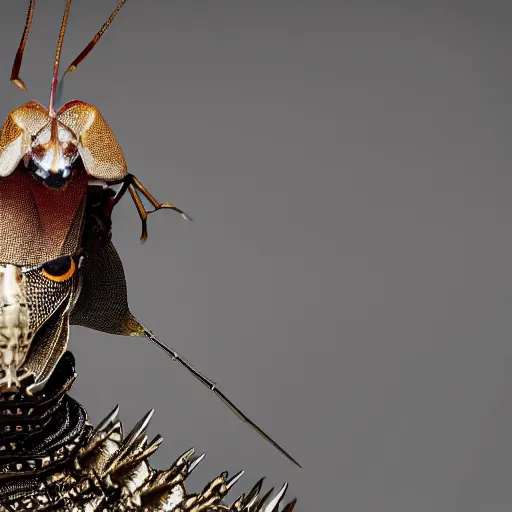 Prompt: a portrait of a beautiful young male wearing an alexander mcqueen armor made of a mantis , photographed by andrew thomas huang, artistic