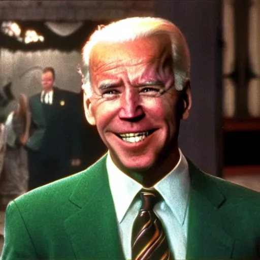 Image similar to joe biden as the riddler in batman 1 9 8 9