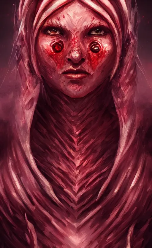 Image similar to face portrait of dragon kin woman, with pretty red ruby eyes, dynamic lighting, fantasy concept art, trending on art station, stunning visuals, creative, cinematic, ultra detailed