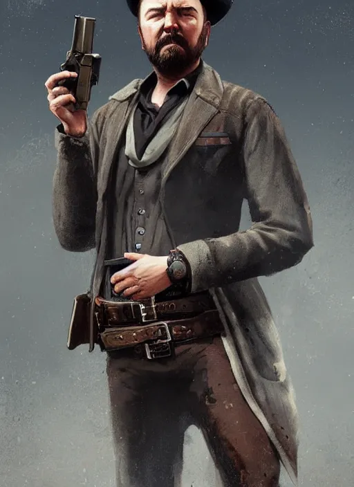 Prompt: highly detailed full body portrait of ricky gervais red dead redemption art, unreal engine, fantasy art by greg rutkowski