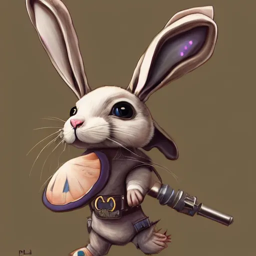 Prompt: An adorable whimsical bunny wearing sci fi clothing, highly detailed, digital painting, artstation, concept art, smooth, sharp focus, studio light, by Phil and Kaja Foglio,