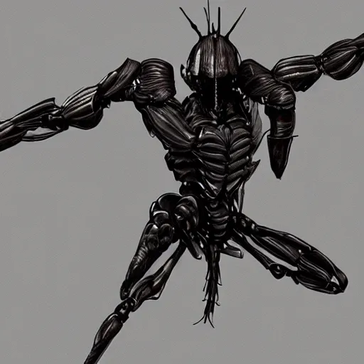 Prompt: A humanoid mosquito, reminiscent of a winged medieval knight. Metal gear solid style.