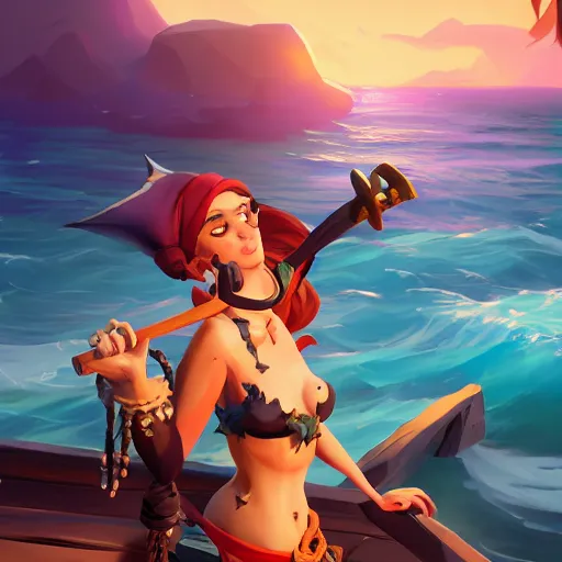 Image similar to jack the pirate mermaid on sea of thieves game avatar hero, behance hd by jesper ejsing, by rhads, makoto shinkai and lois van baarle, ilya kuvshinov, rossdraws global illumination