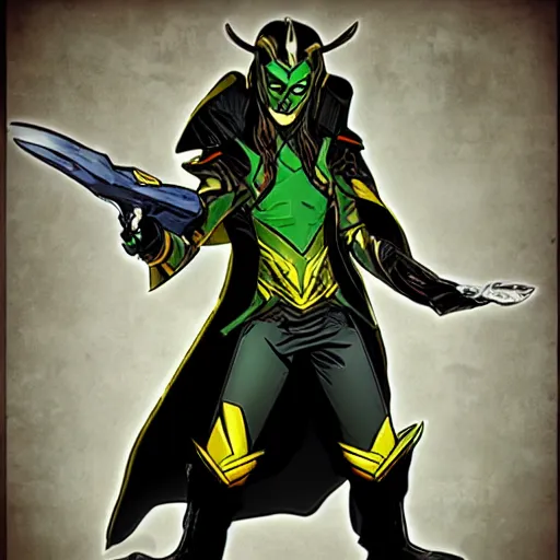 Image similar to loki from marvel in borderlands style