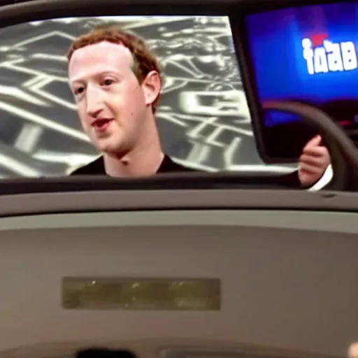 Prompt: Mark Zuckerberg steering a UFO