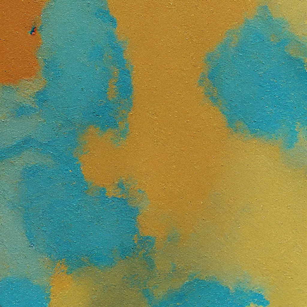 Prompt: deep close up of thick creamy impasto oil paint, colours cream teal ochre