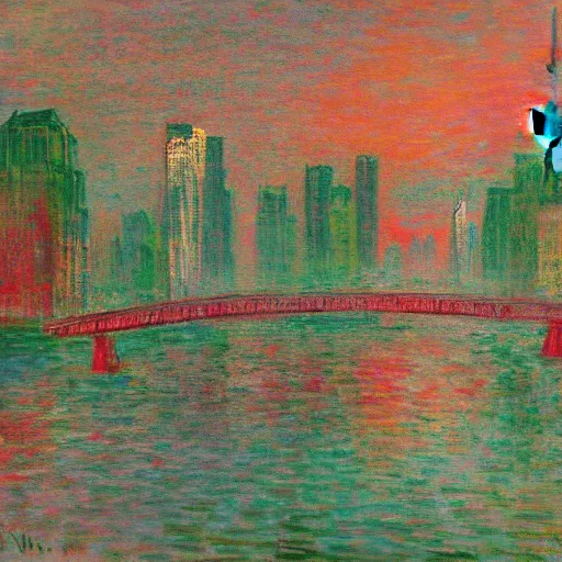 Image similar to Shanghai in the style of Monet