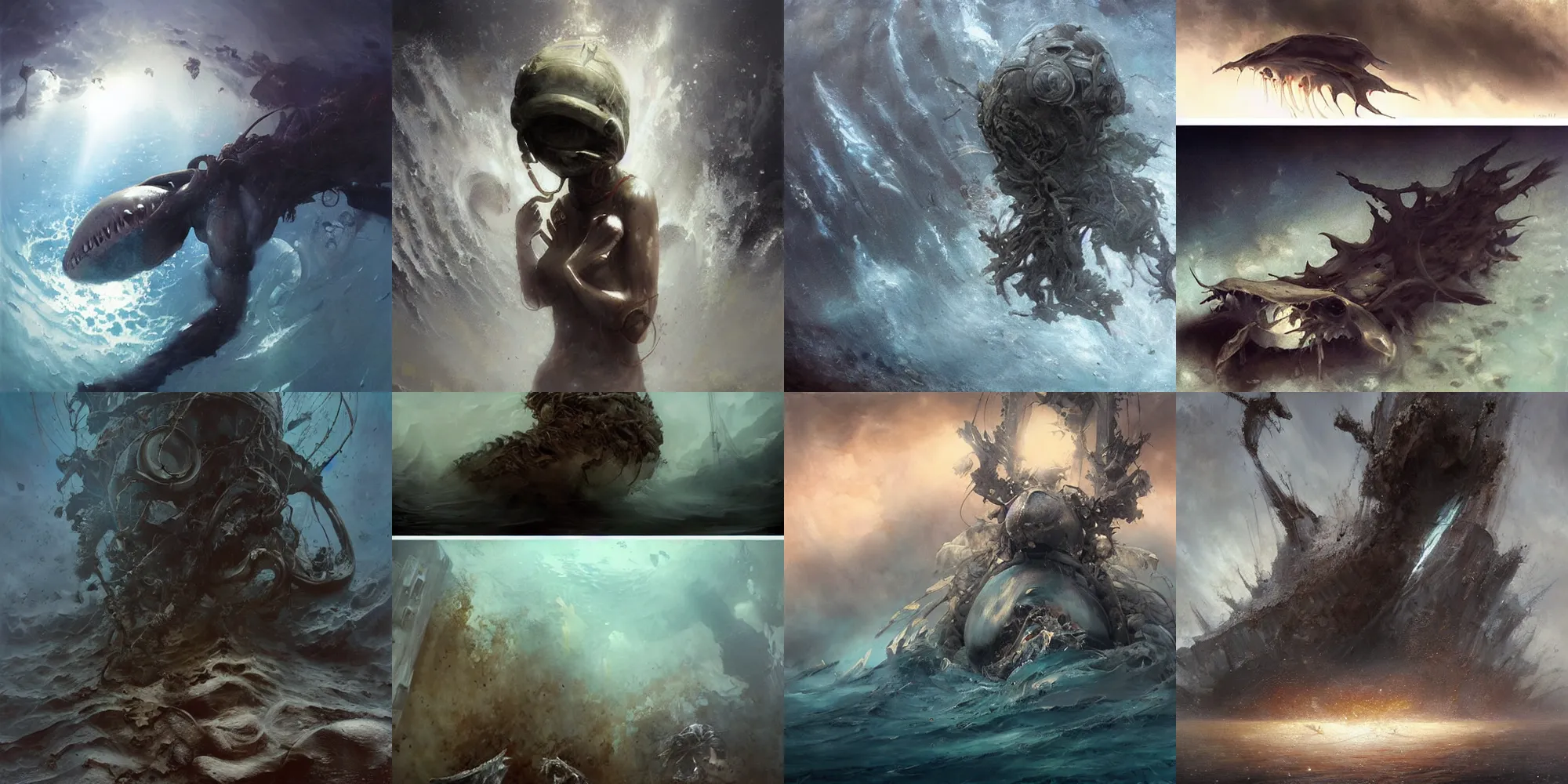 Prompt: photorealistic emotionally evoking symbolic metaphor art Krenz Cushart, photorealistic emotionally evoking symbolic metaphor art Artem Demura, photorealistic emotionally evoking symbolic metaphor art Greg Tocchini,Millennia ago, mankind fled the earth's surface into the bottomless depths of the darkest oceans. Shielded from a merciless sun's scorching radiation, the human race tried to stave off certain extinction by sending robotic probes far into the galaxy to search for a new home among the stars,soft,light,bright,epic,awesome,digital art