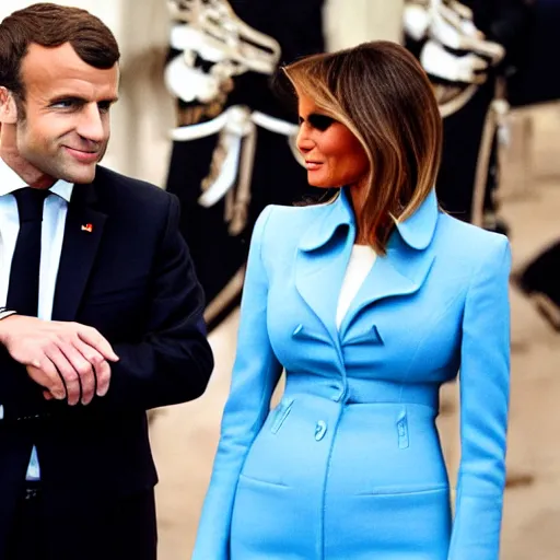 Prompt: macron flirting with melania trump, 3 5 mm photograph