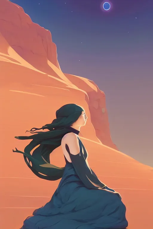 Image similar to single hermit in the desert, smooth face, centered median photoshop filter cutout vector behance hd by artgerm, jesper ejsing, by rhads, makoto shinkai and lois van baarle, ilya kuvshinov, rossdraws, illustration, art by ilya kuvshinov and gustav klimt