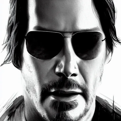 Image similar to Keanu Reeves as the Terminator, hyperdetailed, artstation, cgsociety, 8k