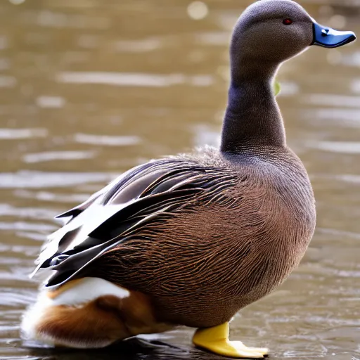 Prompt: duck with human arms human arms human arms