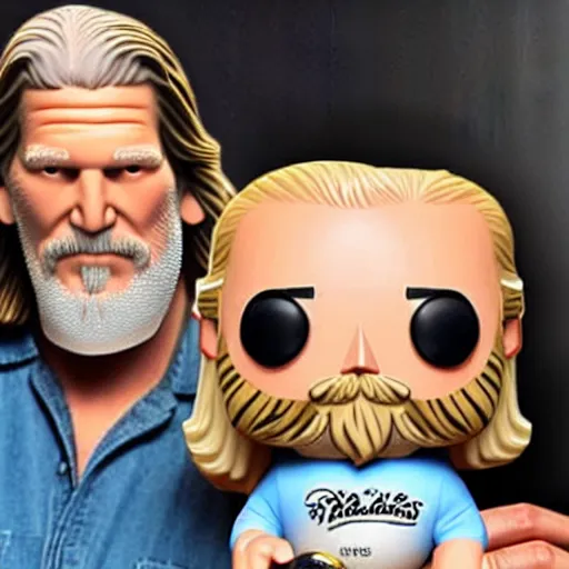 Image similar to The Dude Jeff Bridges holding bowling ball Funko Pop