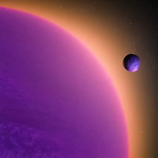 Image similar to a closeup of a lonely purple planet floating alone in the vast blackness of deep space, digital art, photorealistic, detailed, trending on artstation, closeup photo