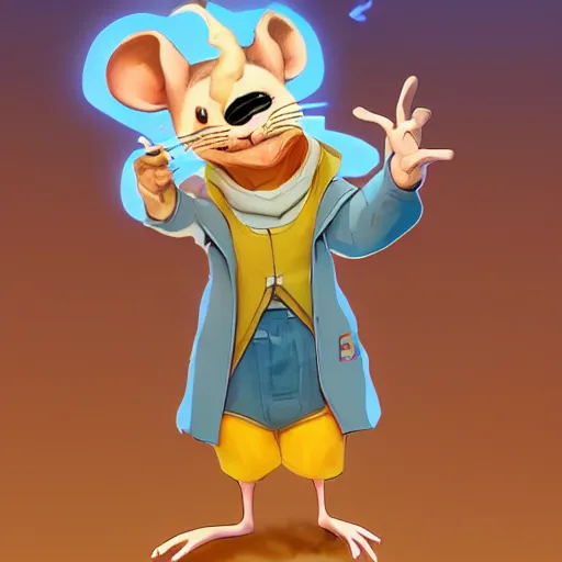 Prompt: anthropomorphic mouse in the lab coat catsing fireball, pixar style, concept art, character turnaround, trending on artstation, childrens illustrated storybook, by alphonse mucha and cory loftis and matthias lechner